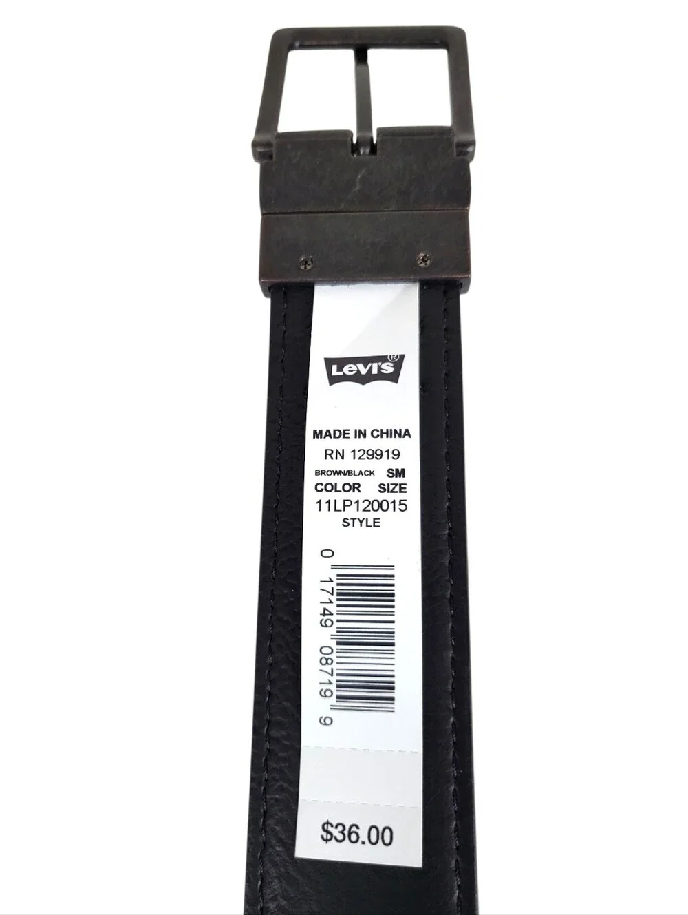 Levi's Men's Reversible Belt Brown Black Leather Dark Metal Buckle Size S/M New